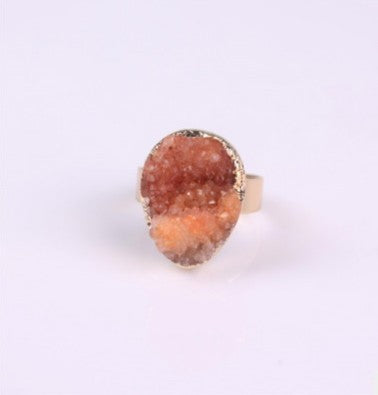 Natural Stone Agate Crystal Bud Women Rings  Rose Vintage Rings Maiden-Art
