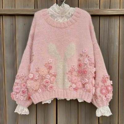 Womens AutumnWinter Lazy-Style V-Neck Pullover Sweater Maiden-Art