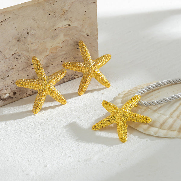 Beach Starfish Pendant Necklace Earrings Maiden-Art