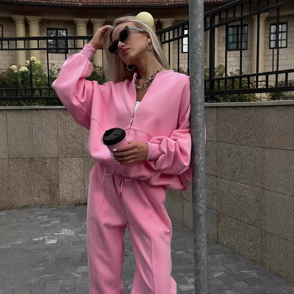 Fall Women's Clothing Zipper Casual Sweater Two-piece Set Maiden-Art