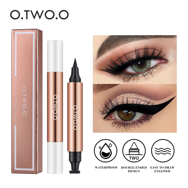 O.TWO.O Eyeliner Stamp Black Liquid Eyeliner Pen Waterproof Fast Dry Double-ended Eye Liner Pencil Make-up for Women Cosmetics O.TWO.O Official Store