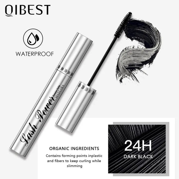 QIBEST Black Mascara Eyelashes Mascara 4D Silky Eyelashes Lengthening Eyelashes Makeup Waterproof Mascara Volume Eye Cosmetics QiBest Official Store