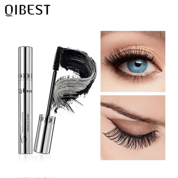 QIBEST Black Mascara Eyelashes Mascara 4D Silky Eyelashes Lengthening Eyelashes Makeup Waterproof Mascara Volume Eye Cosmetics QiBest Official Store