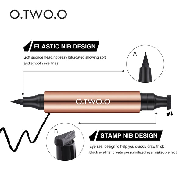 O.TWO.O Eyeliner Stamp Black Liquid Eyeliner Pen Waterproof Fast Dry Double-ended Eye Liner Pencil Make-up for Women Cosmetics O.TWO.O Official Store