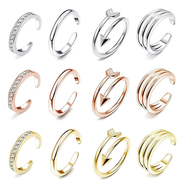 4Pcs Simple Alloy Crystal Foot Ring Adjustable Opening Toe Ring For Women Girl Summer Beach Vacation Jewelry Finger Ring Feedback(2556)| Orders (3092)