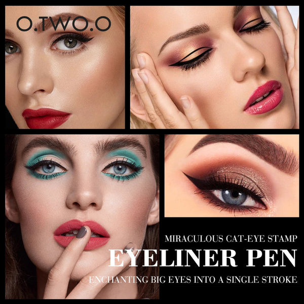 O.TWO.O Eyeliner Stamp Black Liquid Eyeliner Pen Waterproof Fast Dry Double-ended Eye Liner Pencil Make-up for Women Cosmetics O.TWO.O Official Store