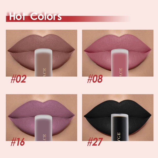 NICEFACE Matte Liquid Lipstick Waterproof Long Lasting Lip Gloss Tint Sexy Red Nude Purple Metallic Lipsticks Makeup Cosmetics QiBest Professional Makeup Store