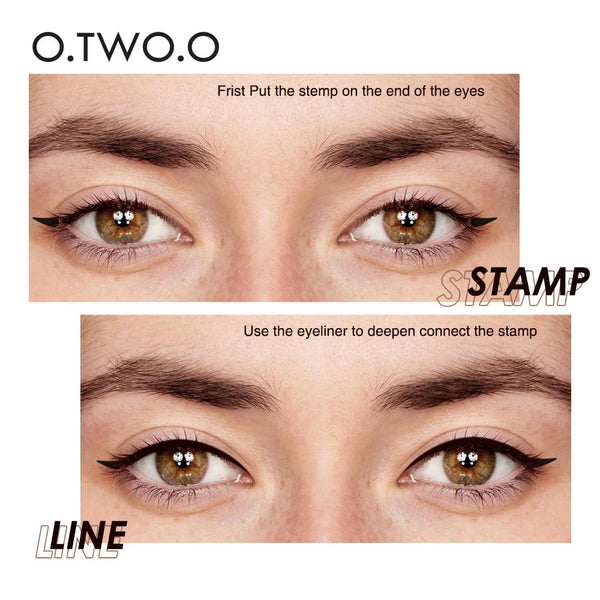 O.TWO.O Eyeliner Stamp Black Liquid Eyeliner Pen Waterproof Fast Dry Double-ended Eye Liner Pencil Make-up for Women Cosmetics O.TWO.O Official Store