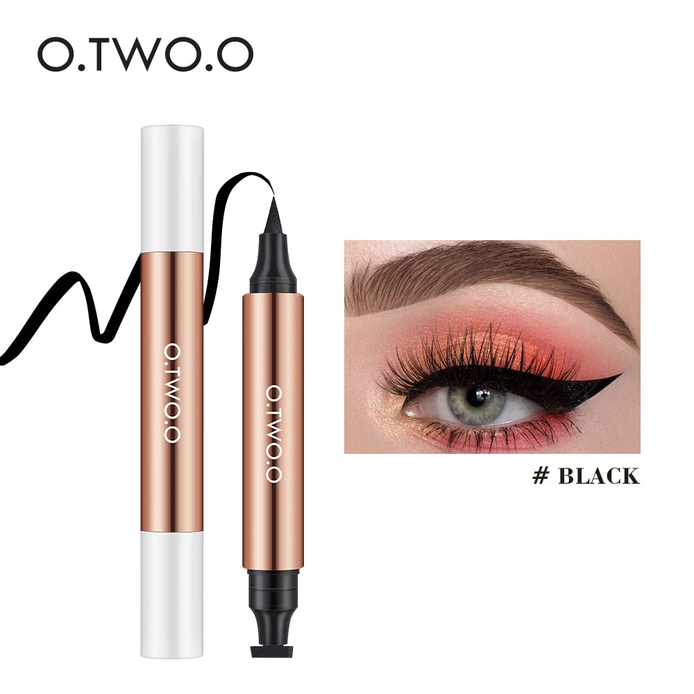 O.TWO.O Eyeliner Stamp Black Liquid Eyeliner Pen Waterproof Fast Dry Double-ended Eye Liner Pencil Make-up for Women Cosmetics O.TWO.O Official Store
