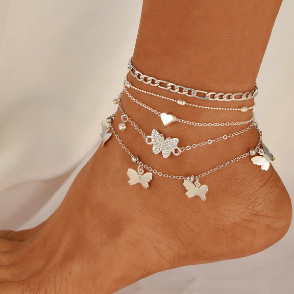 3pcs Retro Pearl Beads Anklet for Women Fashion Handmade Shell Butterfly On Foot Bracelet Bohemian Summer Beach Jewelry Gifts AY A Store
