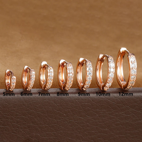 1Pair Stainless Steel Huggie Minimal Hoop Earrings Little Crystal Zirconia Thin Helix Tragus Cartilage Earrings Piercing Jewelry Yuedane Official Store