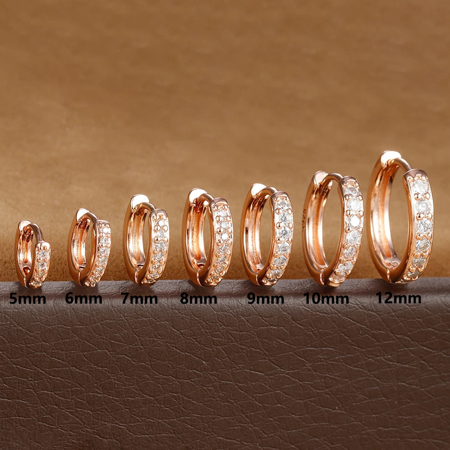 1Pair Stainless Steel Huggie Minimal Hoop Earrings Little Crystal Zirconia Thin Helix Tragus Cartilage Earrings Piercing Jewelry Yuedane Official Store