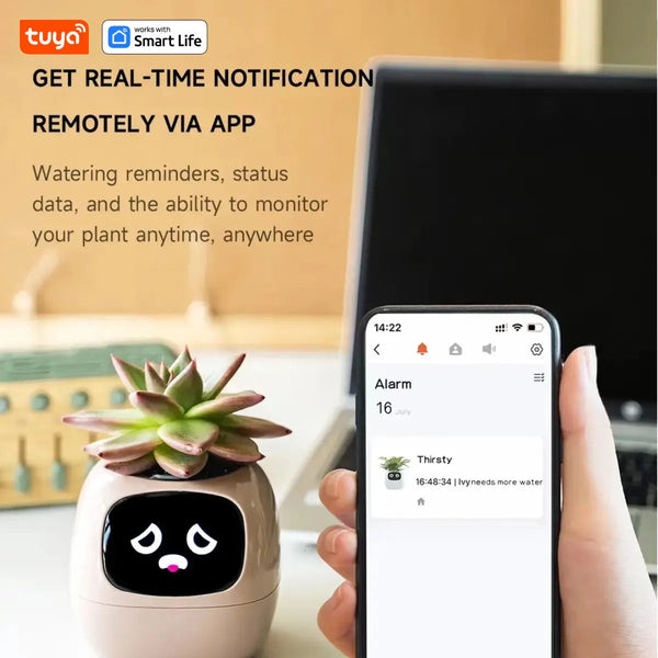 Tuya Ivy Smart Planter,Endless Fun Over 49 Rich Expressions,7 smart sensors,AI Chips Make Raising Plants Easy and Fun Work With Smart Life Store