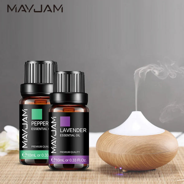 MAYJAM 10ML Lavender Lemongrass Jasmine Vanilla Eucalyptus Rose Lemon Essential Oil For Humidifier Diffuser Candle Making MAYJAM Official Store