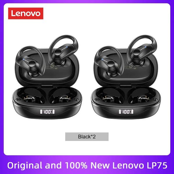 Original Lenovo LP75 TWS Bluetooth V5.3 Headphones Wireless LED Digital Display Earphones Noise Reduction Waterproof Headset New Monster Audio Store