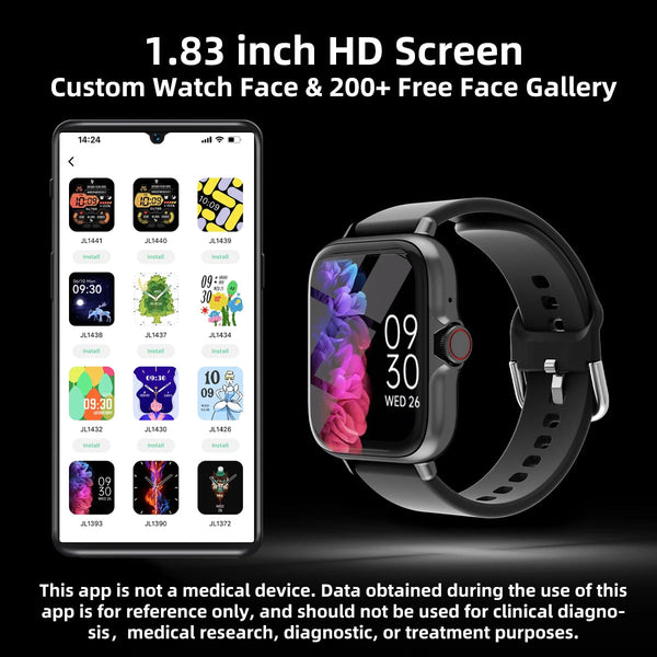 1.83'' Waterproof Smart Watch with Message Answer Call Sleep Monitoring Sports Pedometer Information Alerts For iPhone Android DESERTCAT Official Store