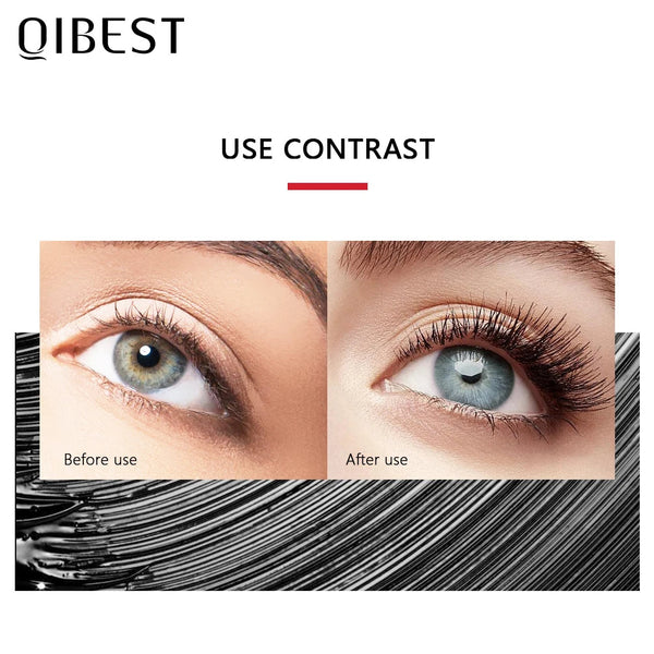 QIBEST Black Mascara Eyelashes Mascara 4D Silky Eyelashes Lengthening Eyelashes Makeup Waterproof Mascara Volume Eye Cosmetics QiBest Official Store