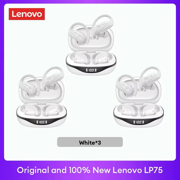 Original Lenovo LP75 TWS Bluetooth V5.3 Headphones Wireless LED Digital Display Earphones Noise Reduction Waterproof Headset New Monster Audio Store