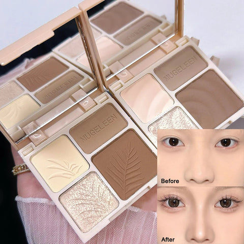 4 Colors Highlighter Contour 3D Facial Bronzer Cosmetic Brightening Beige Matte Highlights Palette Eye Shadow Nose Powder Makeup KEMZLA Store