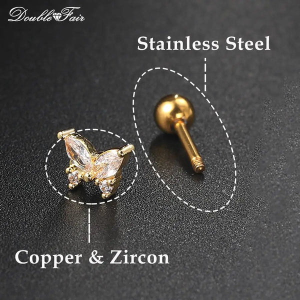 Dainty Y2k Ear Piercing Helix Daith Snug Earrings for Women 1PC Cartilage Tragus Clicker Septum Ring With Chain INS Jewelry Gift DOUBLE FAIR Official Store