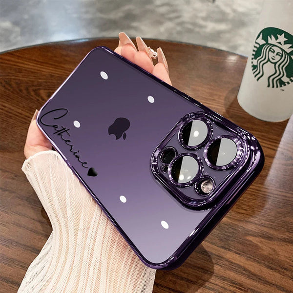 15 16 Pro Max Personalised Customized Name Case For iPhone 16 15 14 13 12 11 Pro Max Plating Transparent Clear Cover 16 Pro Max Real Me Customized Store