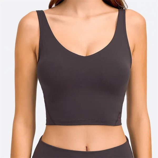 Nepoagym PASSION Tank Top with Shelf Built In Bra Crop Top with Removable Padding Longline Sports Bra for Yoga Gym NEPOAGYM Official Store
