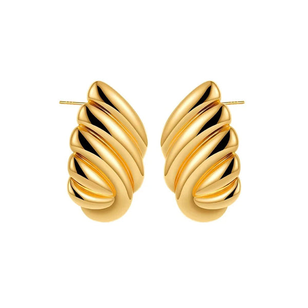 Trendy Stainless Steel Multilayer Circle Twist Knot Earrings for Women Texture Mixed Color Gold Plated Statement Earring Bijoux onekiss Official Store