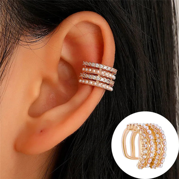 VAGZEB Bohemian NO Piercing Crystal Rhinestone Ear Cuff Wrap Stud Clip Earrings For Women Girl Trendy Earrings Jewelry Bijoux VAGZEB Official Store