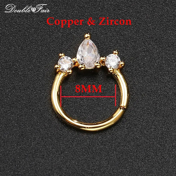 Dainty Y2k Ear Piercing Helix Daith Snug Earrings for Women 1PC Cartilage Tragus Clicker Septum Ring With Chain INS Jewelry Gift DOUBLE FAIR Official Store