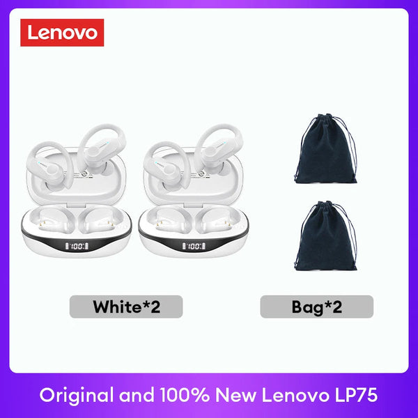 Original Lenovo LP75 TWS Bluetooth V5.3 Headphones Wireless LED Digital Display Earphones Noise Reduction Waterproof Headset New Monster Audio Store