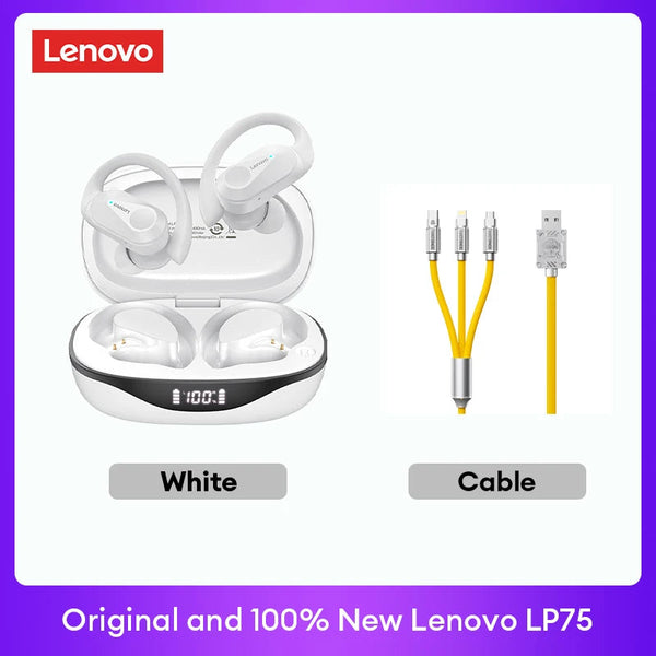 Original Lenovo LP75 TWS Bluetooth V5.3 Headphones Wireless LED Digital Display Earphones Noise Reduction Waterproof Headset New Monster Audio Store