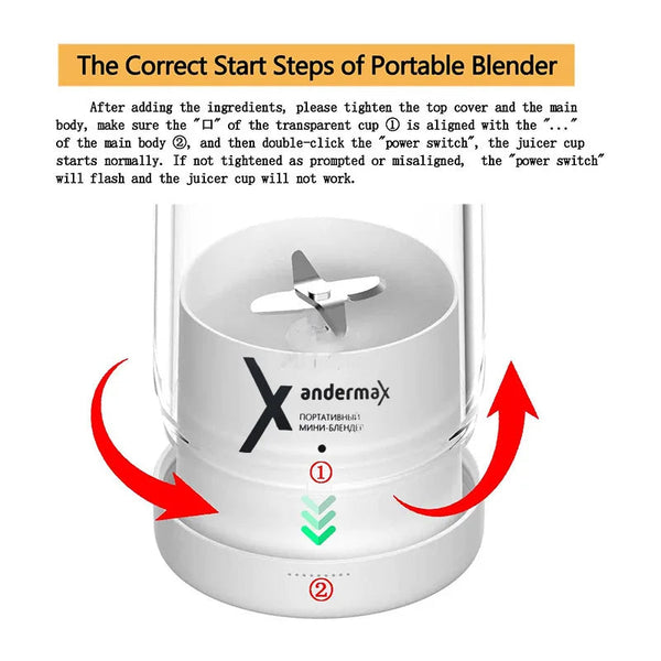 Mini Portable Blender Electric Juicer Fruit Mixers Fruit Extractors Smoothies Mixer Multifunctional Juice Maker Machine Blender CREAROMA Choice Store