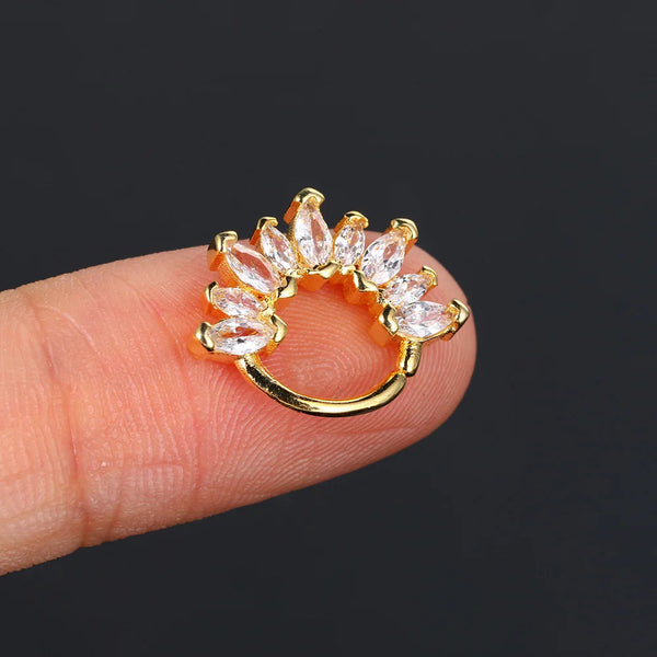 Stainless Steel Hoop Earring Women Zirconia Crystal Piercing Ear Daith Helix Tragus Lobe Cartilage Stud Earring Piercing Jewelry Semkeiyee Official Store