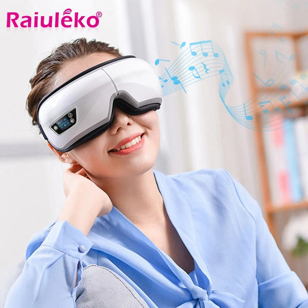 6D Smart Eye Massager Vibration Airbag Compress Eye Care Instrument Bluetooth Music Eye Massage Glasses Eye Relax Fatigue Raiuleko Official Store