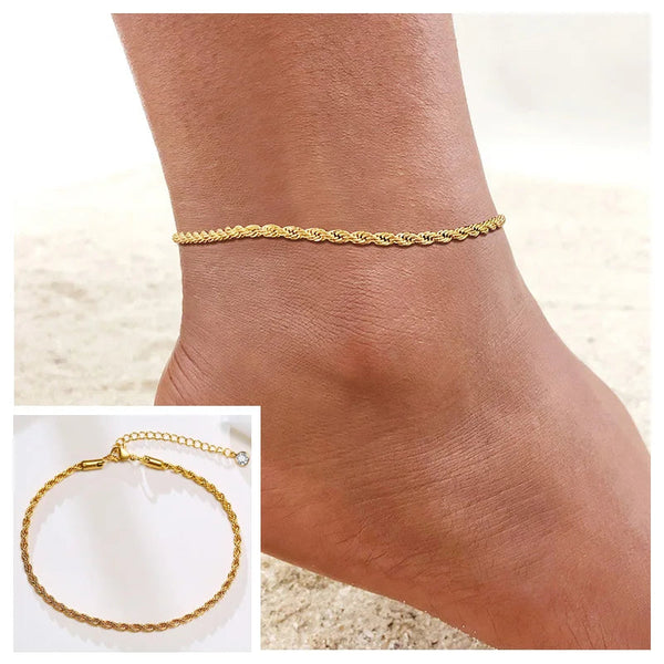 Snake Chain Anklet for Women Girls Adjustable Summer Beach Chain Anklet Bracelet Mother's Day Gifts Stainless Steel Not Allergic Meaeguet Offfical Store