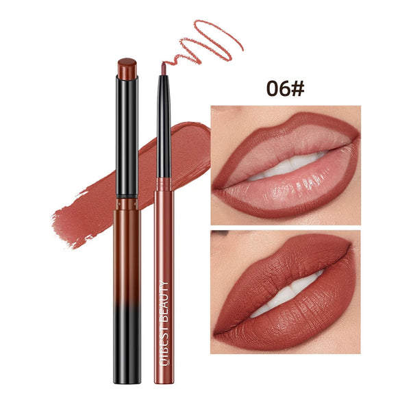 QIBEST 2pcs Lipstick Lipliner Pen Set Matte Nude Lip Liner Pencil Waterproof Long Lasting Lipstick Pen Contour Makeup For Women QIBEST Makeup Store