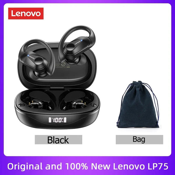 Original Lenovo LP75 TWS Bluetooth V5.3 Headphones Wireless LED Digital Display Earphones Noise Reduction Waterproof Headset New Monster Audio Store