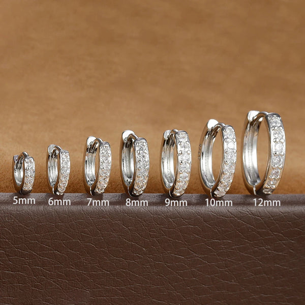 1Pair Stainless Steel Huggie Minimal Hoop Earrings Little Crystal Zirconia Thin Helix Tragus Cartilage Earrings Piercing Jewelry Yuedane Official Store