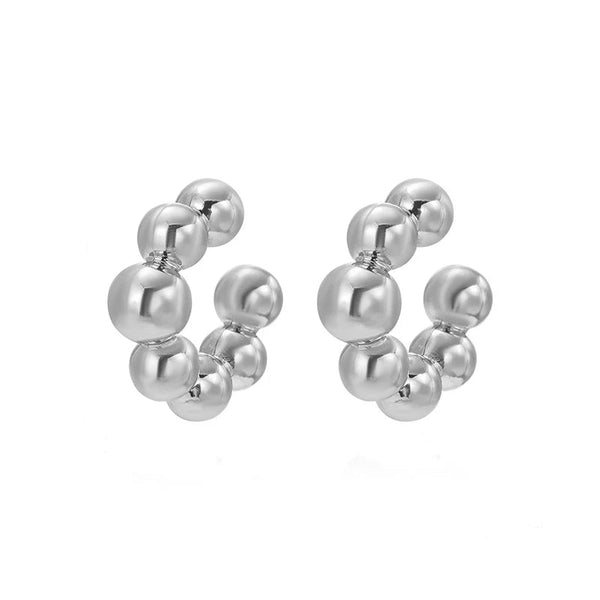 1 Pair Smooth Circle C Shape Clip Earrings For Women Lightweight Without Piercing Cartilage Ear Cuff Gold Silver Color Earrings LOVBEAFAS Official Store