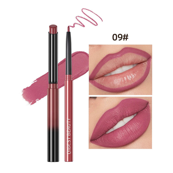 QIBEST 2pcs Lipstick Lipliner Pen Set Matte Velvet Lip Liner Pencil Contour Makeup Sexy Red Lip Stick Long Lasting Cosmetics QiBest Official Store