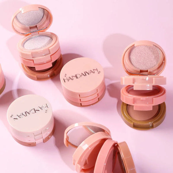 3 In 1 Matte Highlighter Contouring Blush Palette Pearly Shiny Eyeshadow Multifunctional Face Makeup Palette Female Cosmetic XXIYAYA Makeup Store