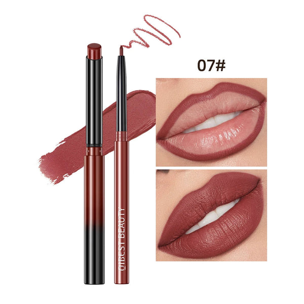 QIBEST Lipstick Pencil Waterproof Sexy Red Nude Purple Matte Tint Lipstick Lasting Lip liner Pen Longlasting Makeup Cosmetics Factory Makeup Store