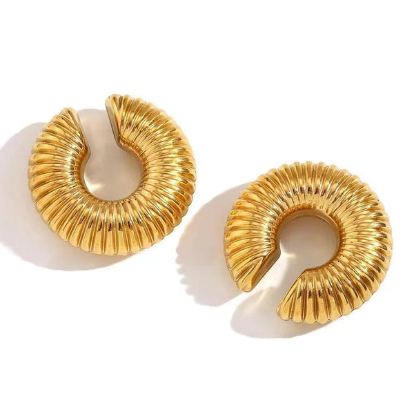 1 Pair Smooth Circle C Shape Clip Earrings For Women Lightweight Without Piercing Cartilage Ear Cuff Gold Silver Color Earrings LOVBEAFAS Official Store