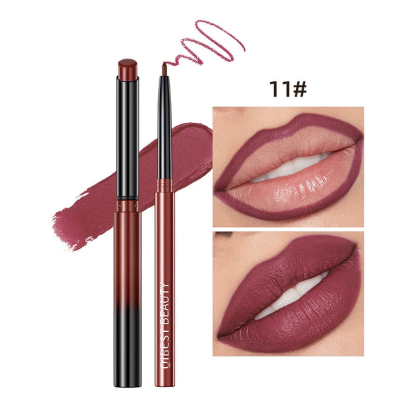 QIBEST Lipstick Pencil Waterproof Sexy Red Nude Purple Matte Tint Lipstick Lasting Lip liner Pen Longlasting Makeup Cosmetics Factory Makeup Store