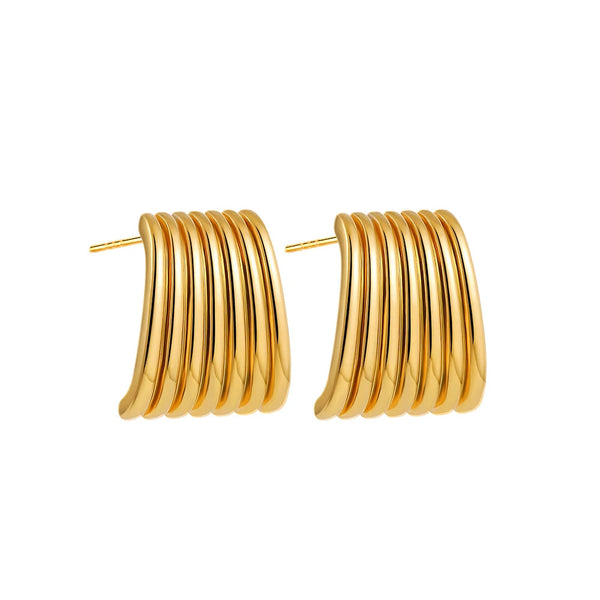 Trendy Stainless Steel Multilayer Circle Twist Knot Earrings for Women Texture Mixed Color Gold Plated Statement Earring Bijoux onekiss Official Store