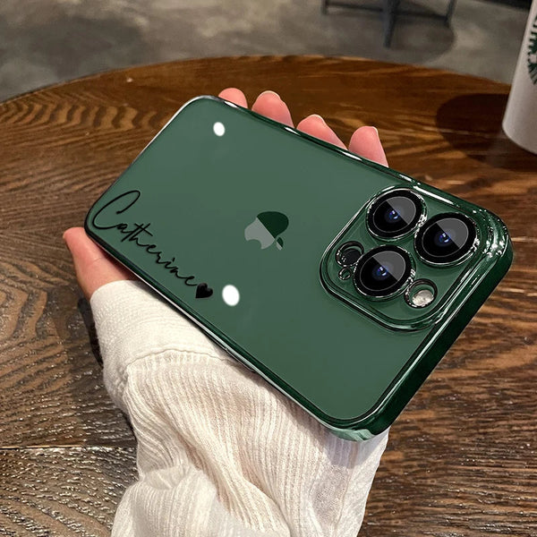 15 16 Pro Max Personalised Customized Name Case For iPhone 16 15 14 13 12 11 Pro Max Plating Transparent Clear Cover 16 Pro Max Real Me Customized Store