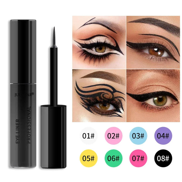 8 Color Eyeliner Liquid Pencil Waterproof Easy To Wear Make Up Matte Eye Liner Blue Pink Green White Black Purple Yellow Eyliner HMEINA Store