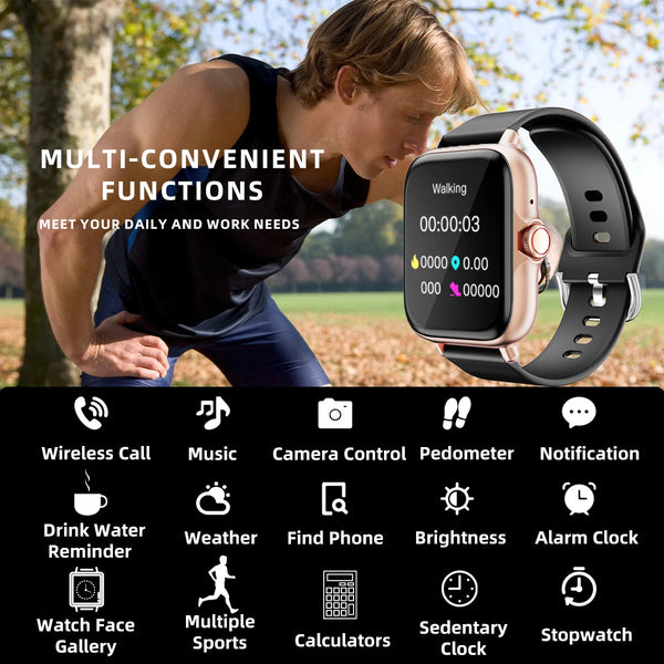 1.83'' Waterproof Smart Watch with Message Answer Call Sleep Monitoring Sports Pedometer Information Alerts For iPhone Android DESERTCAT Official Store