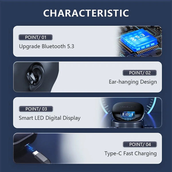 Original Lenovo LP75 TWS Bluetooth V5.3 Headphones Wireless LED Digital Display Earphones Noise Reduction Waterproof Headset New Monster Audio Store