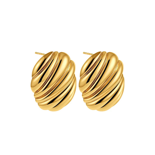 Trendy Stainless Steel Multilayer Circle Twist Knot Earrings for Women Texture Mixed Color Gold Plated Statement Earring Bijoux onekiss Official Store